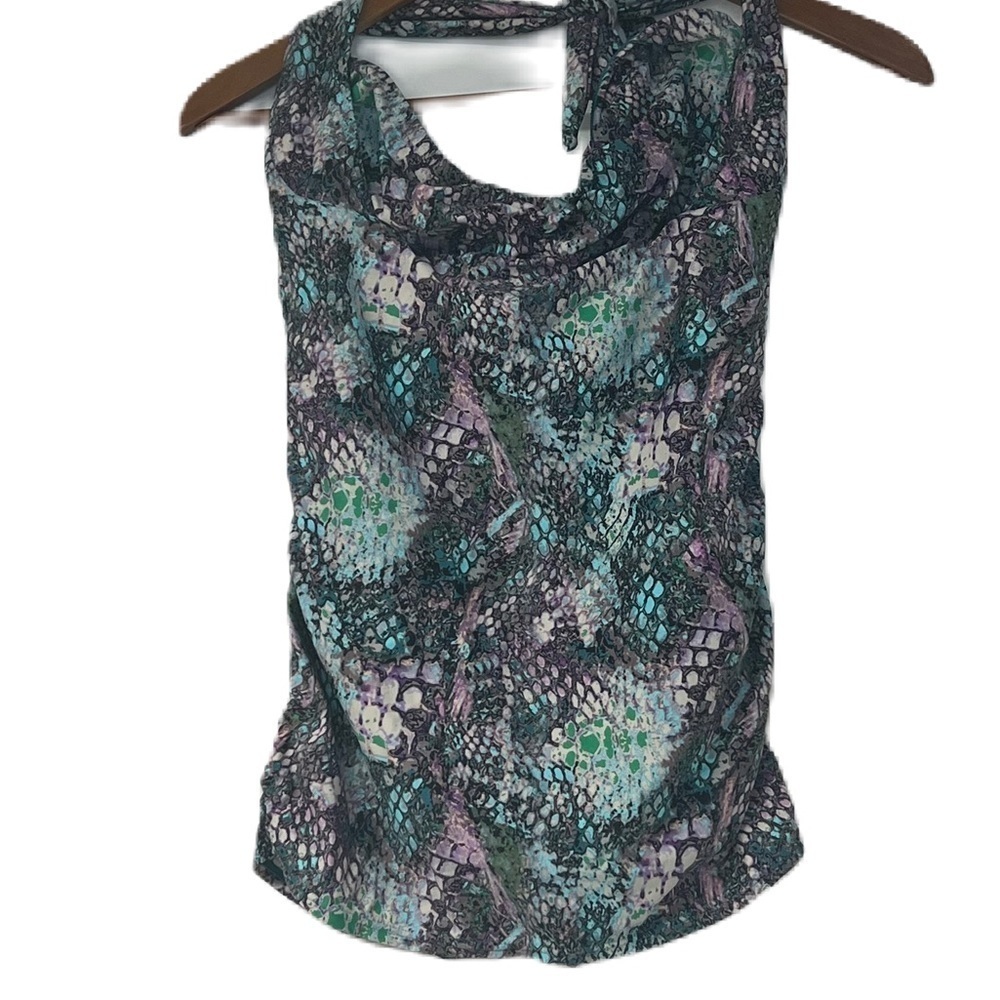 Aerin Rose Signature Viper Strapless Underwire Banded Blouson Swim Top Size 8DD